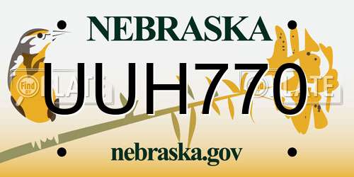 UUH770 Nebraska License Plate