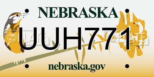 UUH771 Nebraska License Plate