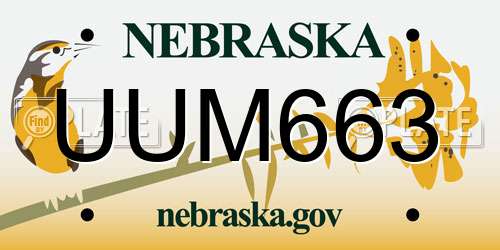 UUM663 Nebraska License Plate