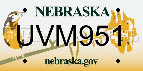 UVM951 Nebraska License Plate