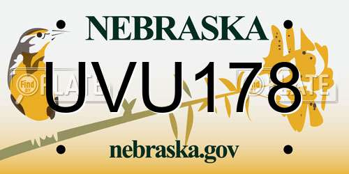 UVU178 Nebraska License Plate