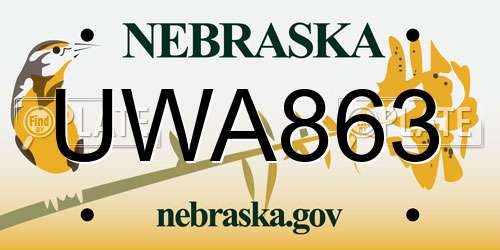 UWA863 Nebraska License Plate