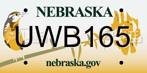 UWB165 Nebraska License Plate