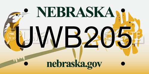 UWB205 Nebraska License Plate