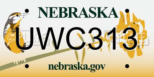 UWC313 Nebraska License Plate