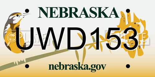 UWD153 Nebraska License Plate