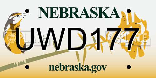 UWD177 Nebraska License Plate