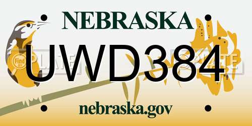 UWD384 Nebraska License Plate