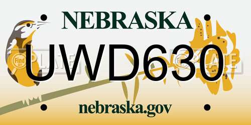UWD630 Nebraska License Plate