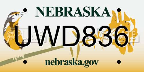 UWD836 Nebraska License Plate