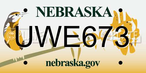 UWE673 Nebraska License Plate