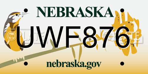 UWF876 Nebraska License Plate