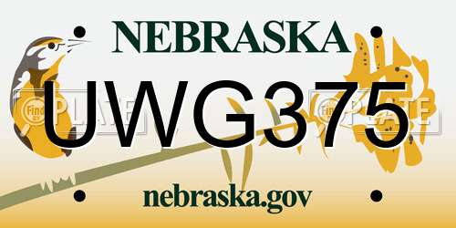 UWG375 Nebraska License Plate