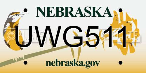 UWG511 Nebraska License Plate