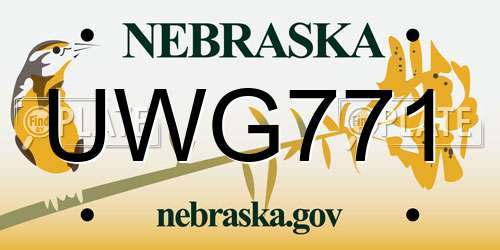 UWG771 Nebraska License Plate