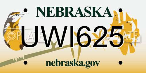 UWI625 Nebraska License Plate