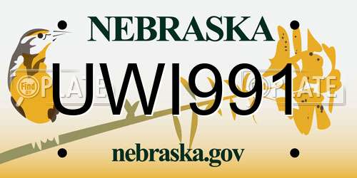UWI991 Nebraska License Plate