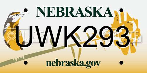 UWK293 Nebraska License Plate