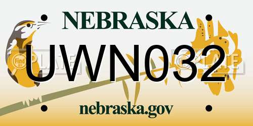 UWN032 Nebraska License Plate
