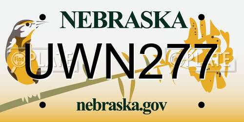 UWN277 Nebraska License Plate