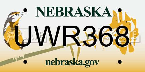 UWR368 Nebraska License Plate