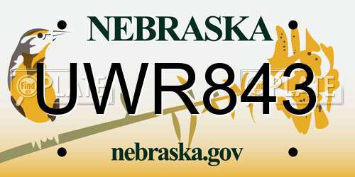 UWR843 Nebraska License Plate
