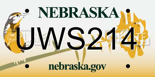 UWS214 Nebraska License Plate