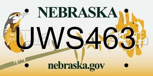 UWS463 Nebraska License Plate
