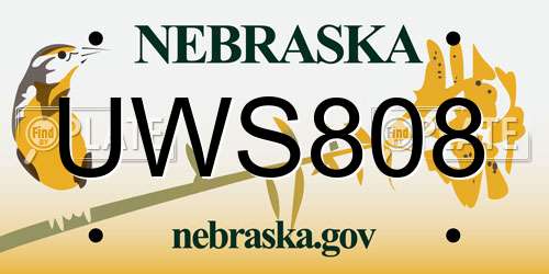 UWS808 Nebraska License Plate