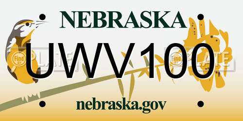UWV100 Nebraska License Plate