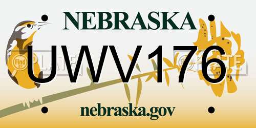 UWV176 Nebraska License Plate