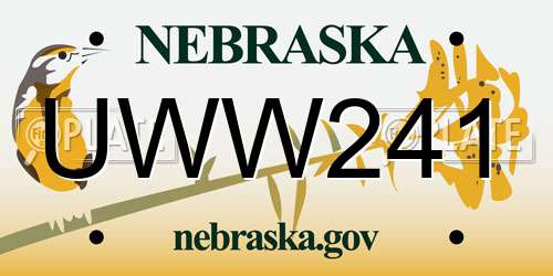 UWW241 Nebraska License Plate