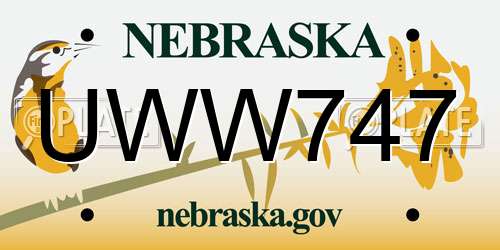 UWW747 Nebraska License Plate