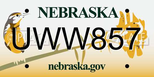 UWW857 Nebraska License Plate