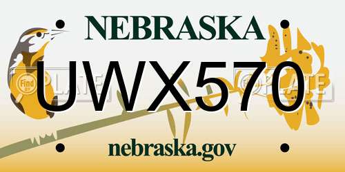 UWX570 Nebraska License Plate
