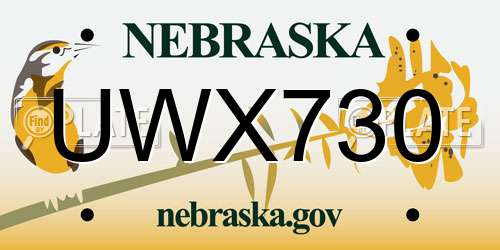 UWX730 Nebraska License Plate