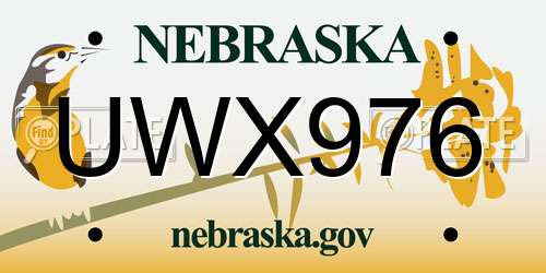 UWX976 Nebraska License Plate