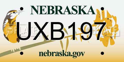 UXB197 Nebraska License Plate