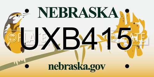 UXB415 Nebraska License Plate