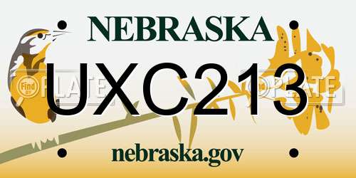 UXC213 Nebraska License Plate