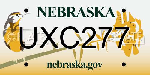 UXC277 Nebraska License Plate