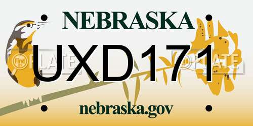 UXD171 Nebraska License Plate