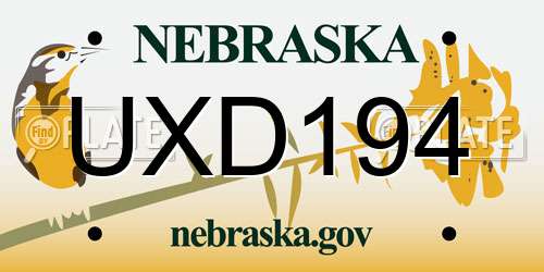 UXD194 Nebraska License Plate