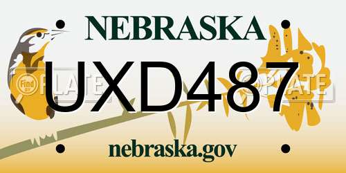 UXD487 Nebraska License Plate