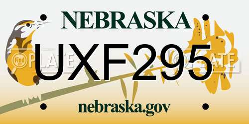 UXF295 Nebraska License Plate