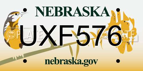 UXF576 Nebraska License Plate