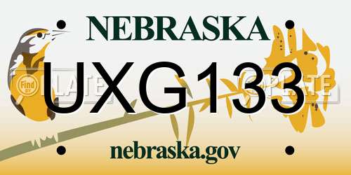 UXG133 Nebraska License Plate
