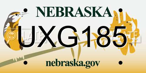 UXG185 Nebraska License Plate