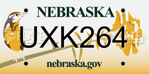 UXK264 Nebraska License Plate
