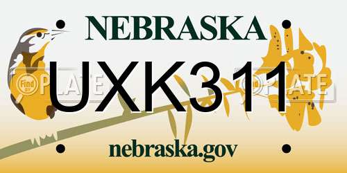 UXK311 Nebraska License Plate